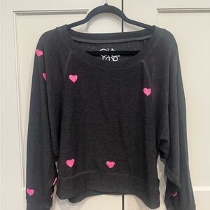 Black Sweater with Pink Heart Accents